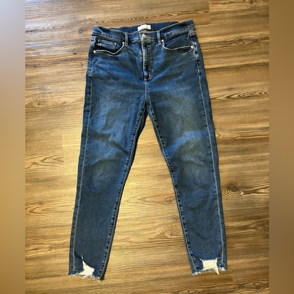 Loft Skinny High Waisted Cut Off Cropped Jeans